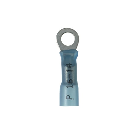 Panduit Ring Terminal, #10 Stud Size, 14 AWG, 600 V, Heat Shrink Insulated, Blue, 25 PK PH14-10R-Q